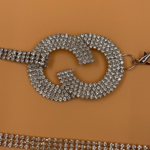 Women’s Rhinestone Chain Belt w/ Double C Style Buckle NWT - Picture 5 of 8